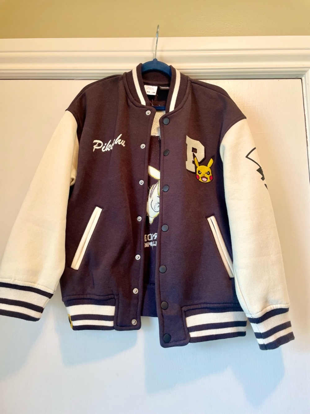 Zara Black and Cream Striped Collar Jacket (Pokémon Label)